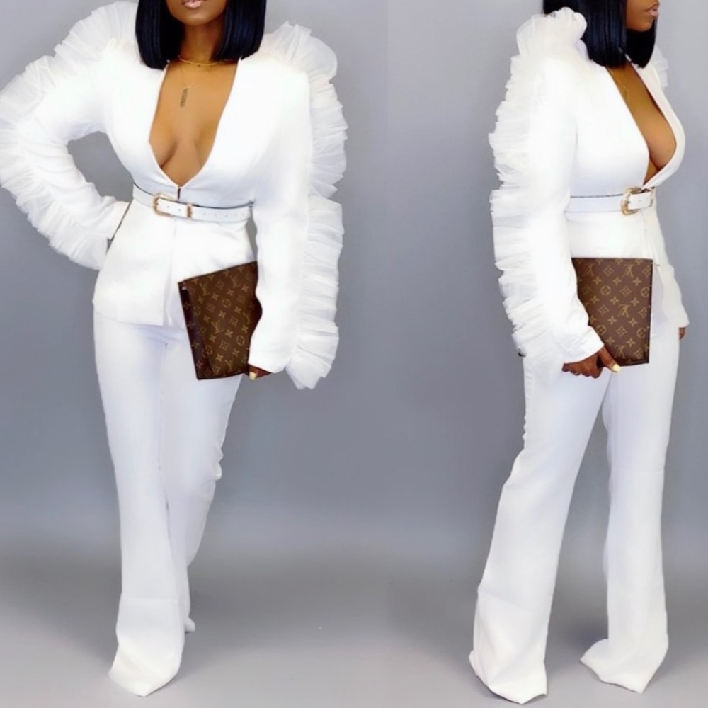 2 piece off white suit.